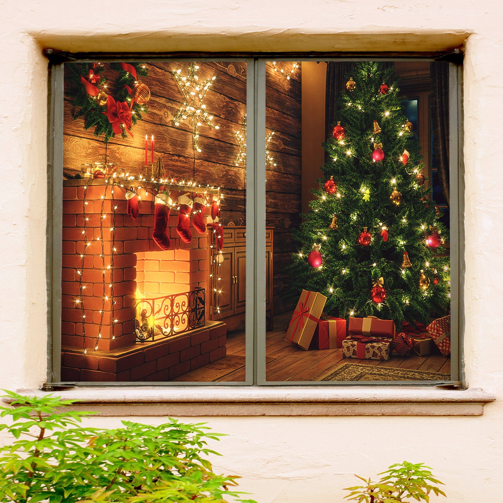 3D Star Light Socks 1032 Christmas Window Film Print Sticker Cling Stained Glass Xmas