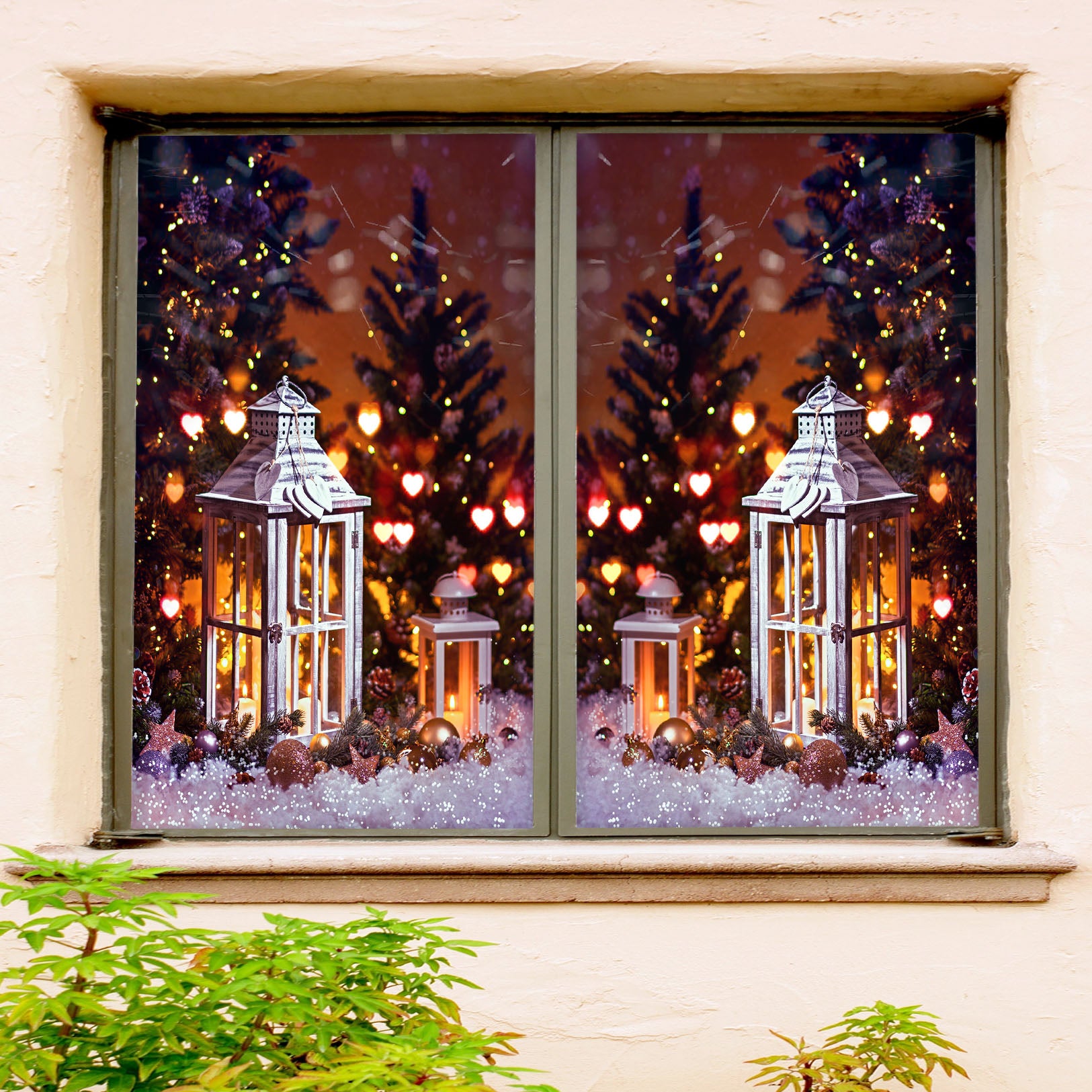 3D Love Tree 1034 Christmas Window Film Print Sticker Cling Stained Glass Xmas