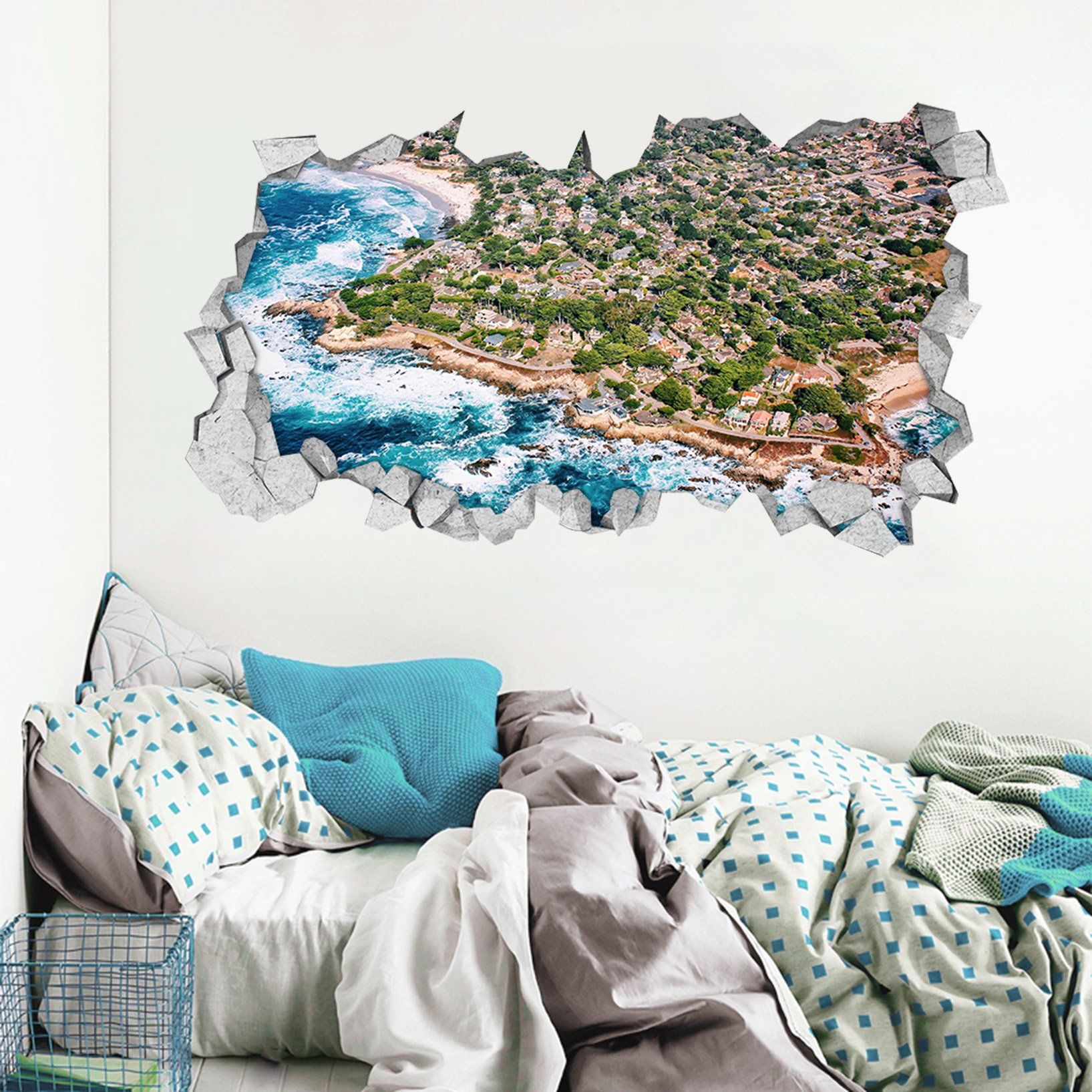 3D Seaside City 063 Broken Wall Murals Wallpaper AJ Wallpaper