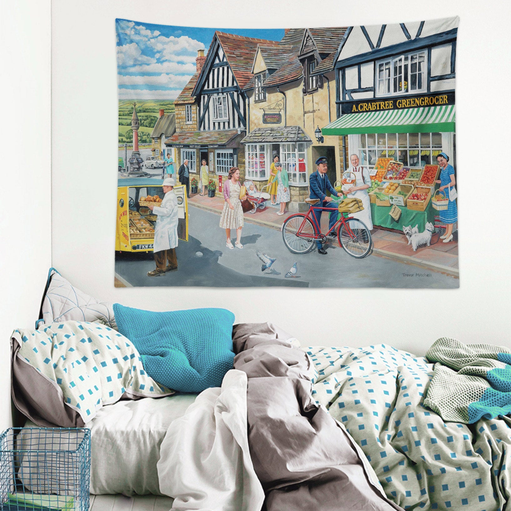 3D Street Buildings Shops 11265 Trevor Mitchell Tapestry Hanging Cloth Hang