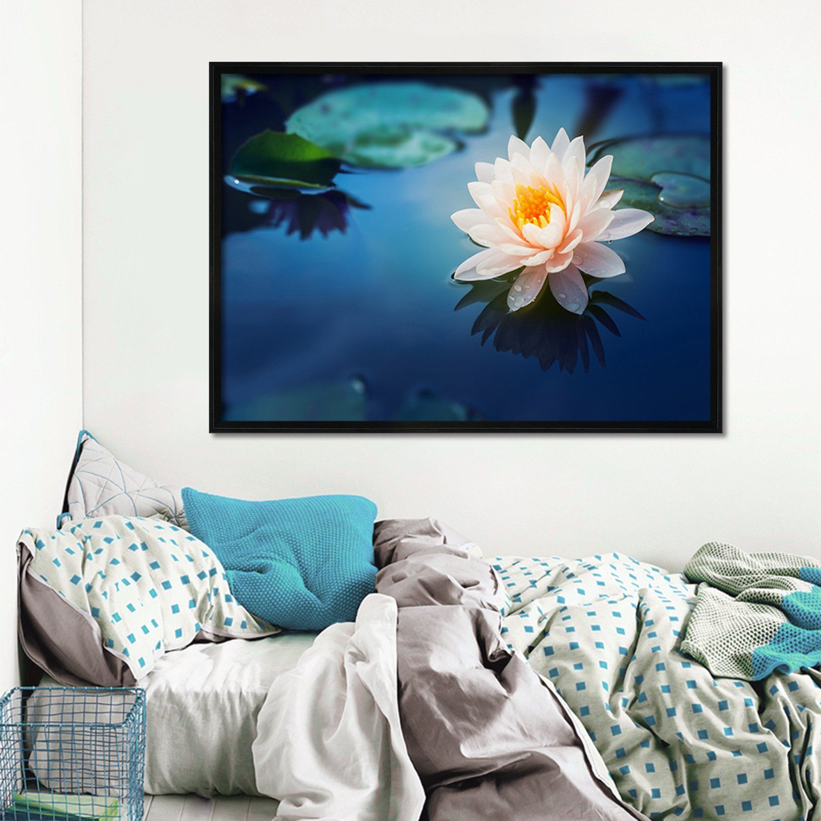3D Lotus Pond 103 Fake Framed Print Painting Wallpaper AJ Creativity Home