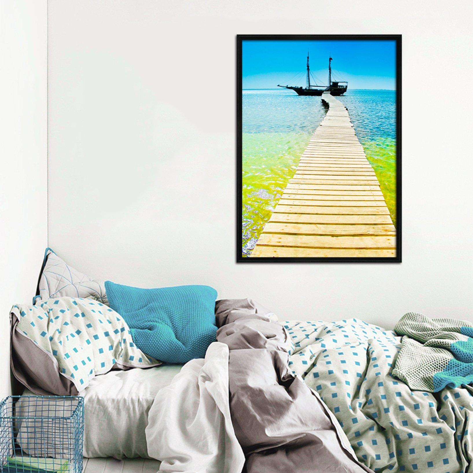 3D Wooden Bridge 007 Fake Framed Print Painting Wallpaper AJ Creativity Home