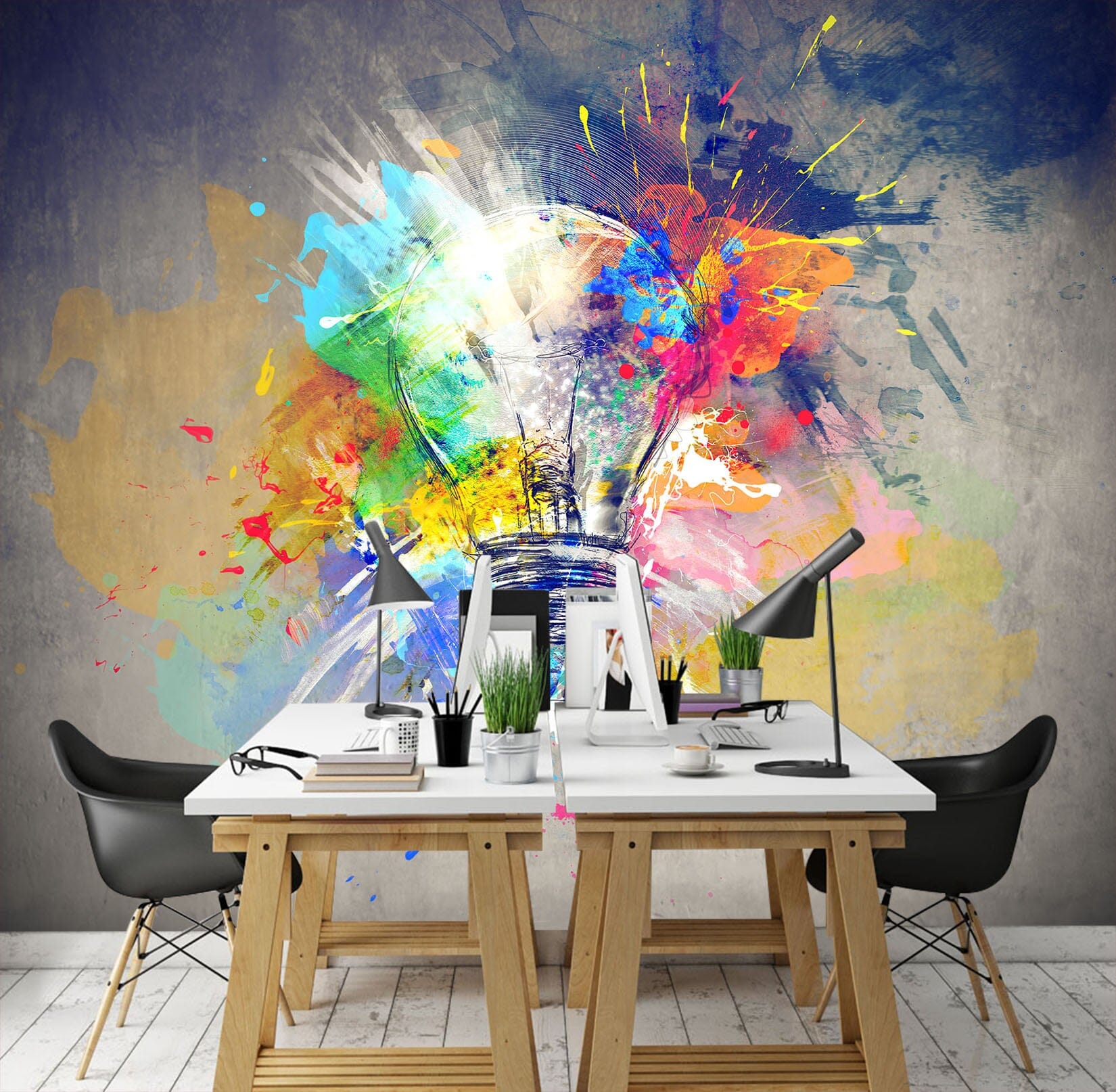 3D Colored Light Bulb 068 Wall Murals Wallpaper AJ Wallpaper 2