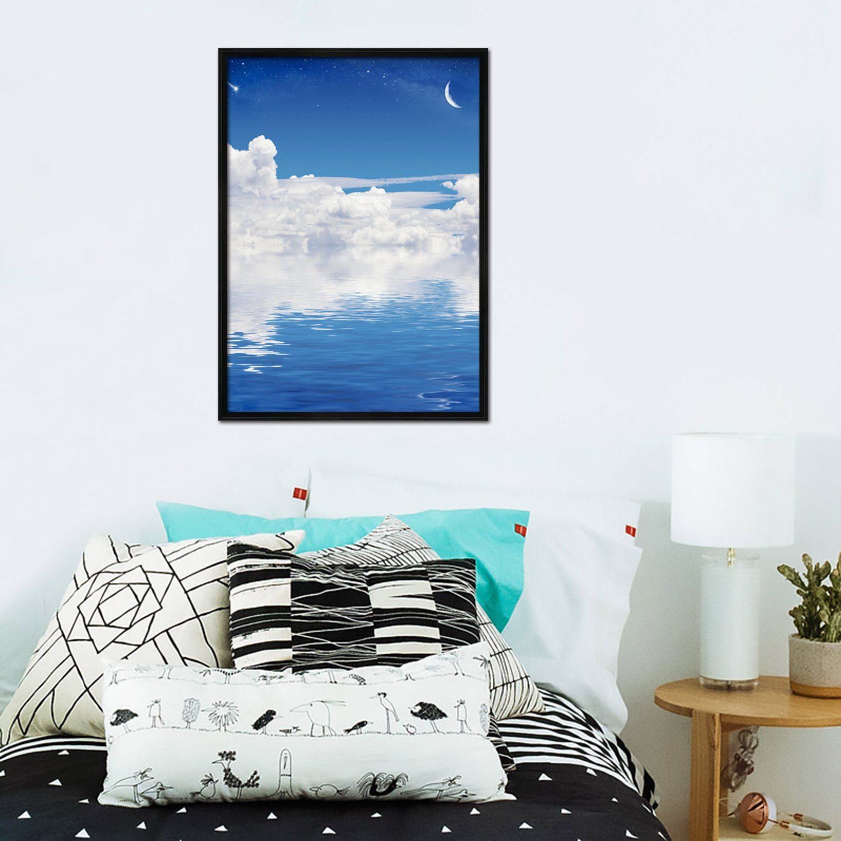 3D Moon Sea 028 Fake Framed Print Painting Wallpaper AJ Creativity Home