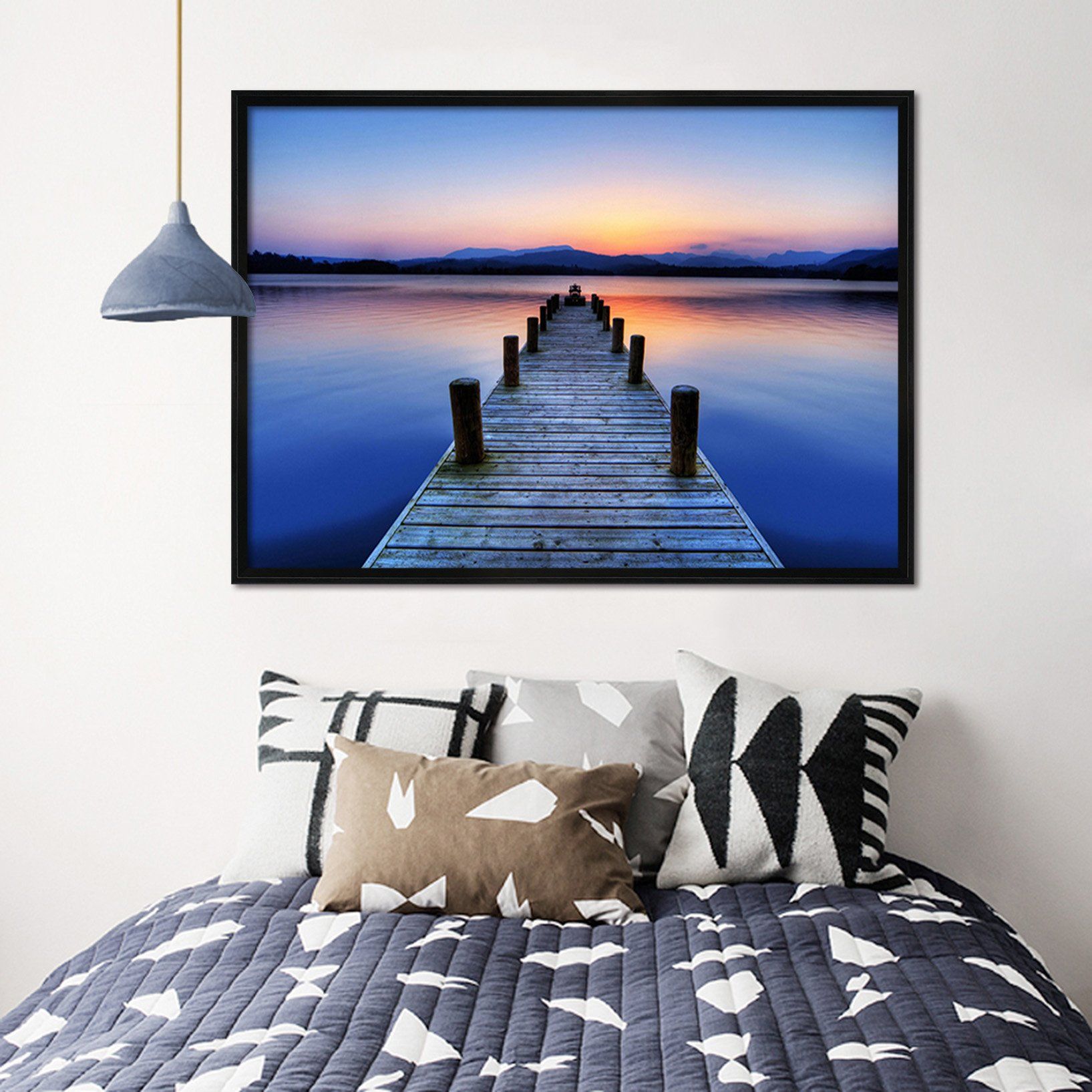 3D Tranquil Lakeside 136 Fake Framed Print Painting Wallpaper AJ Creativity Home