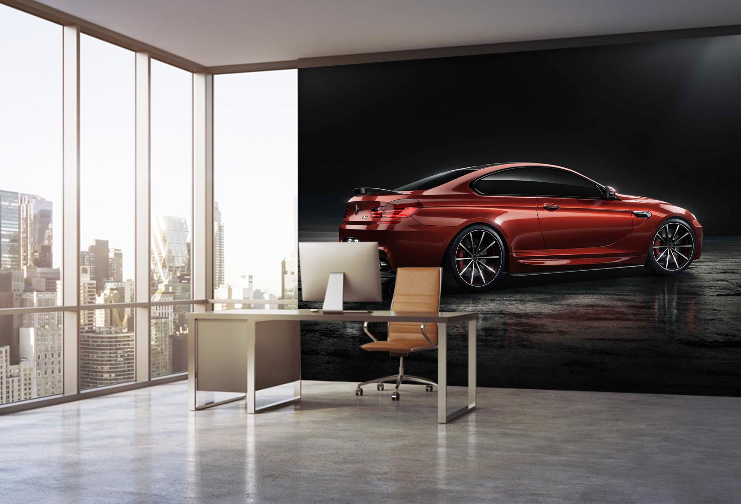 3D Red Car 410 Vehicle Wall Murals