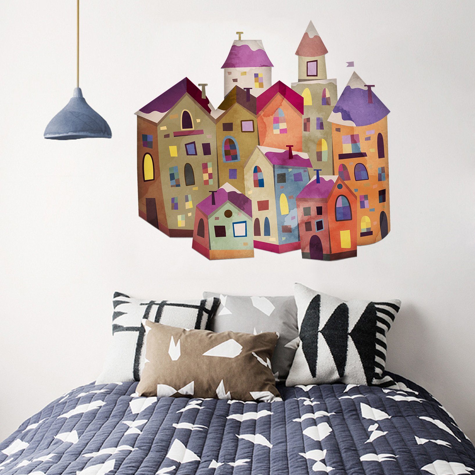 3D Graffiti Colored Building 32 Wall Stickers Wallpaper AJ Wallpaper