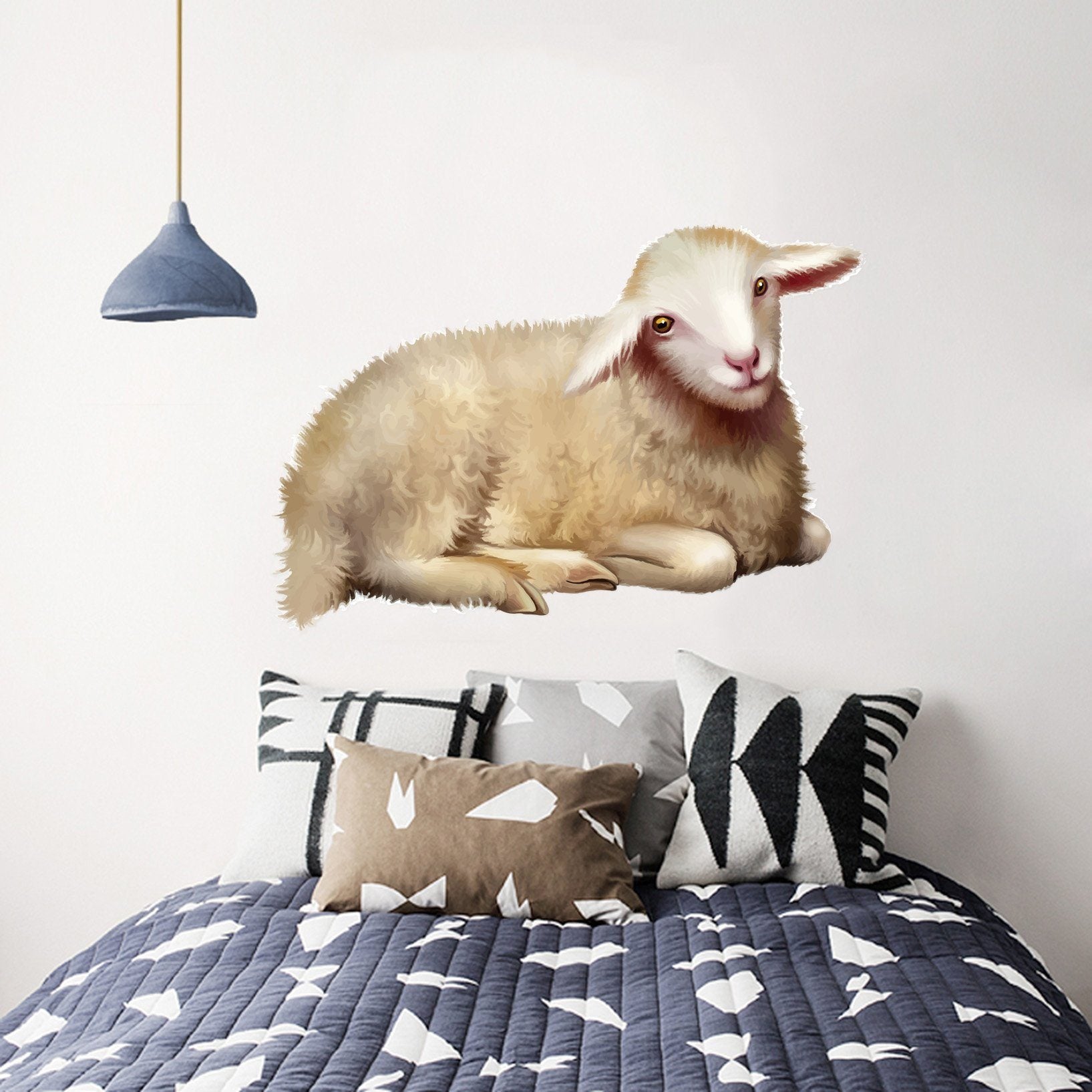 3D Lying Sheep 111 Animals Wall Stickers Wallpaper AJ Wallpaper