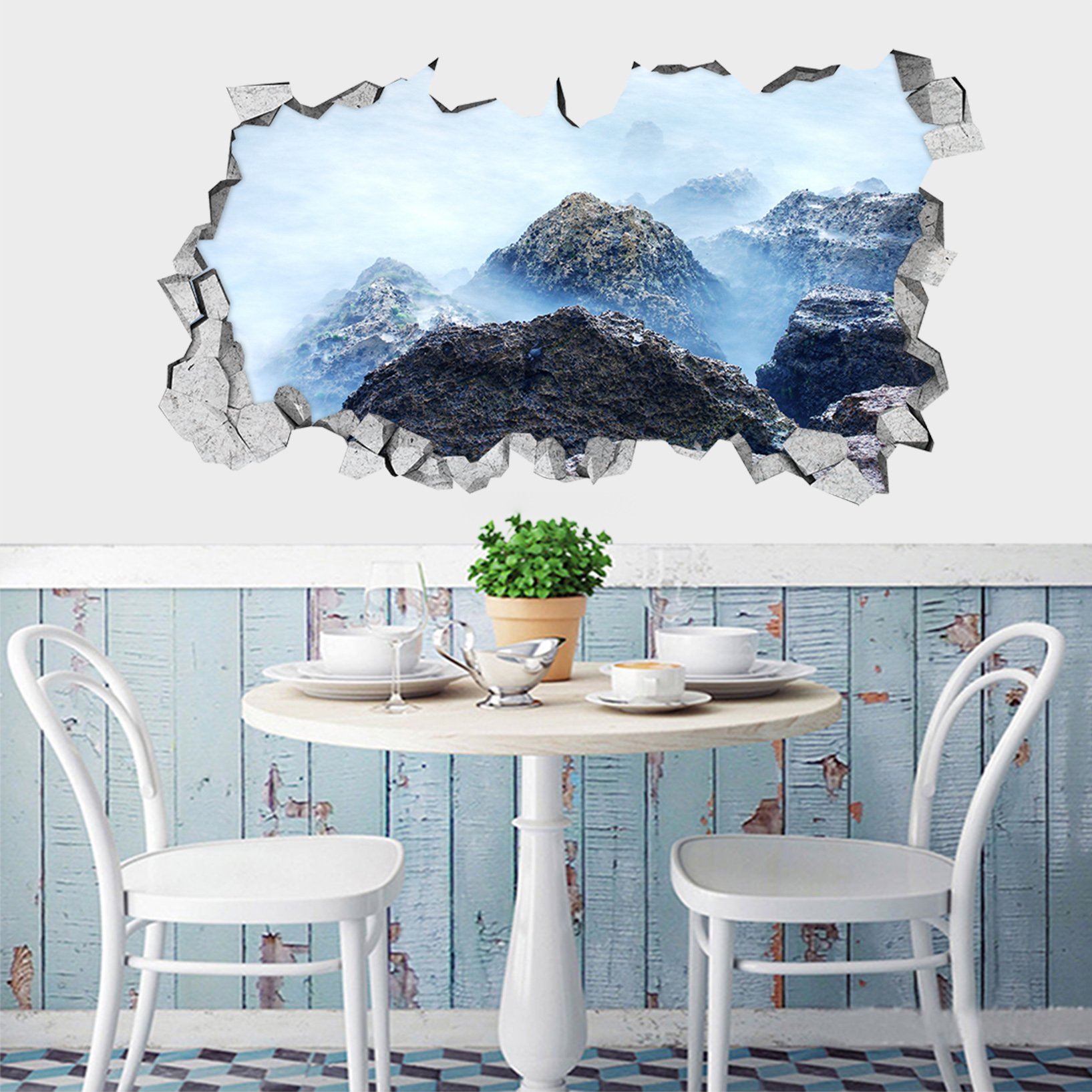 3D Misty Mottled Stones 017 Broken Wall Murals Wallpaper AJ Wallpaper