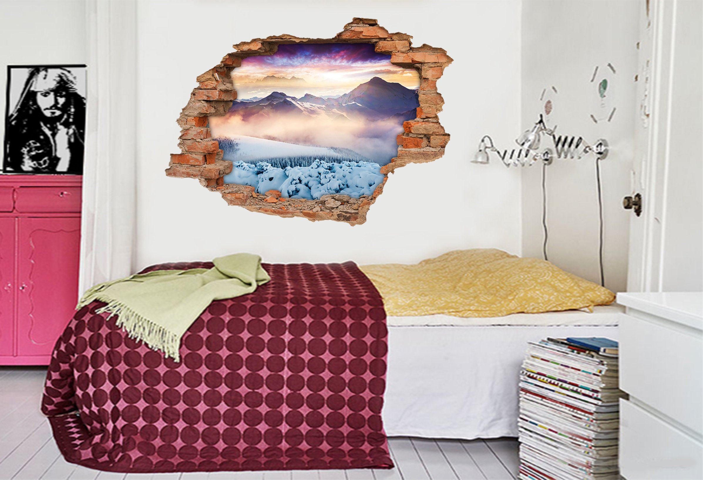 3D Snow Mountains Forest 207 Broken Wall Murals Wallpaper AJ Wallpaper