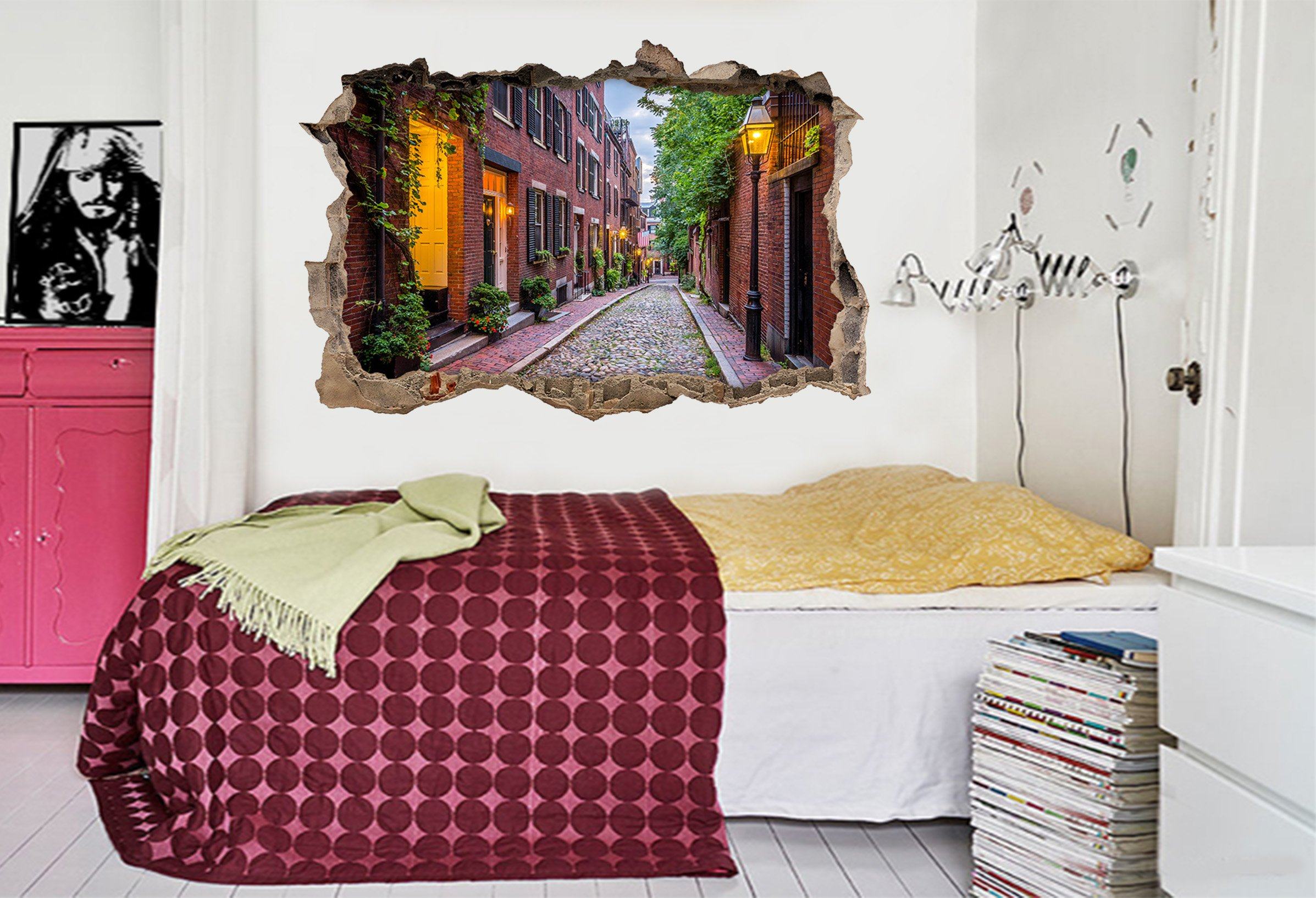 3D Pretty City Alley 087 Broken Wall Murals Wallpaper AJ Wallpaper