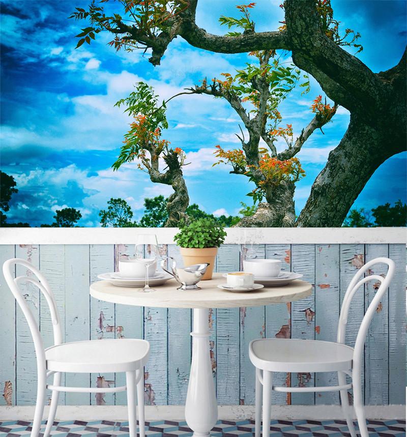 3D Old Tree Blossom Sky 046 Wallpaper AJ Wallpaper