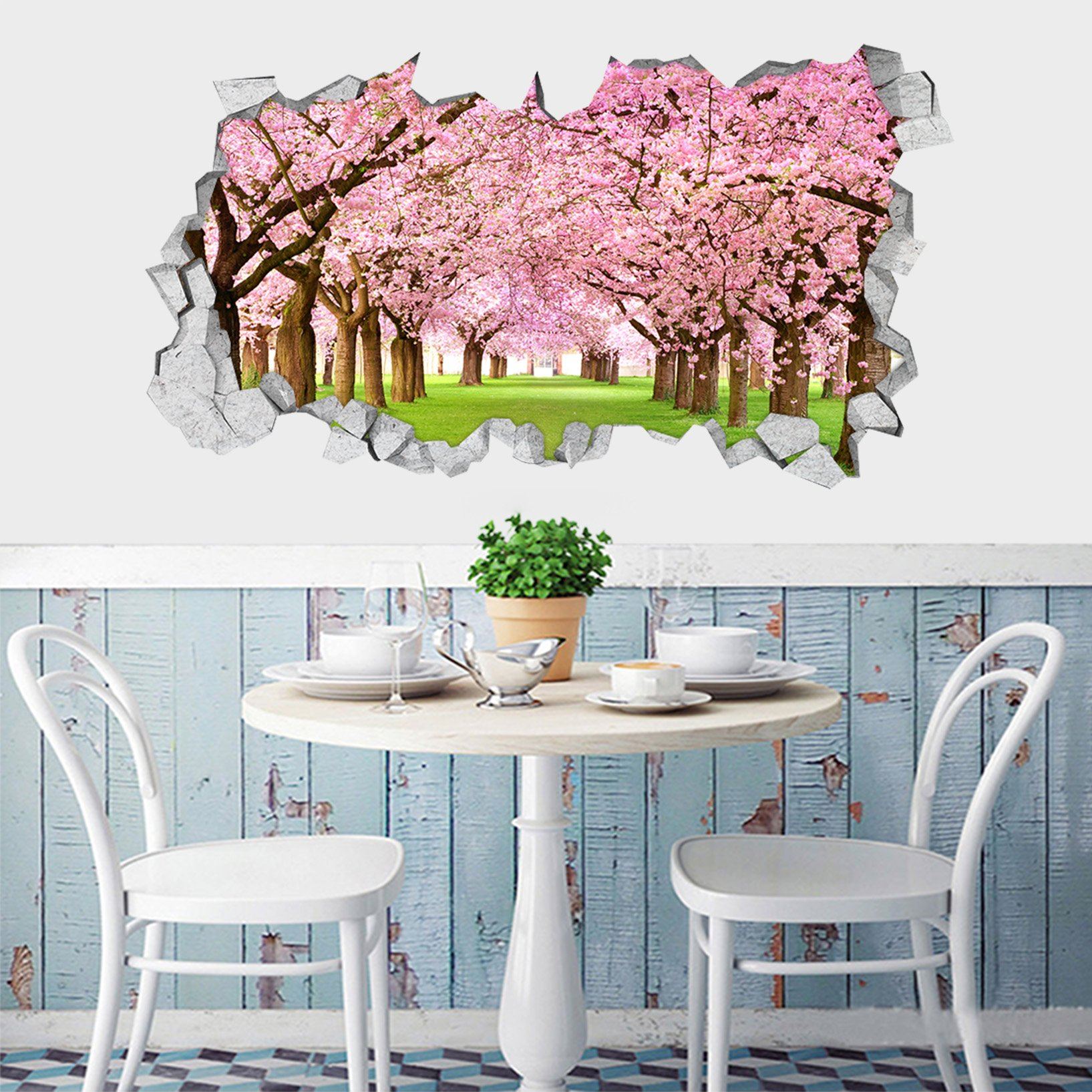 3D Flowering Trees 126 Broken Wall Murals Wallpaper AJ Wallpaper