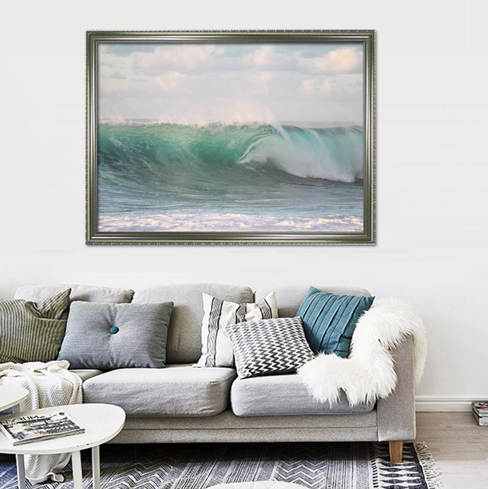 3D Wave Surge 037 Fake Framed Print Painting Wallpaper AJ Creativity Home