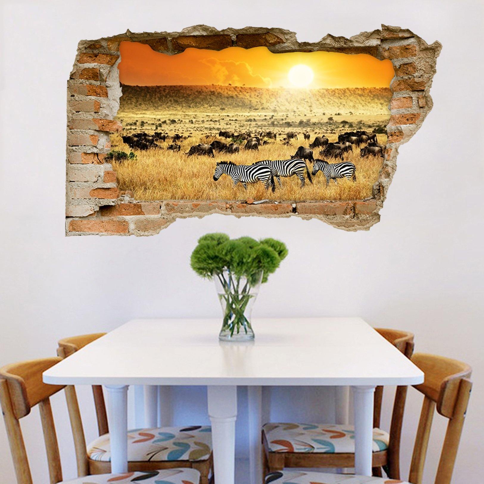 3D Grassland Animals 367 Broken Wall Murals Wallpaper AJ Wallpaper