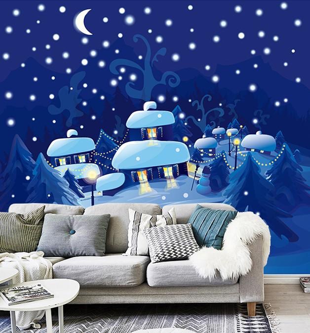 3D Christmas Eve Star Hut Moon 602 Wallpaper AJ Wallpapers