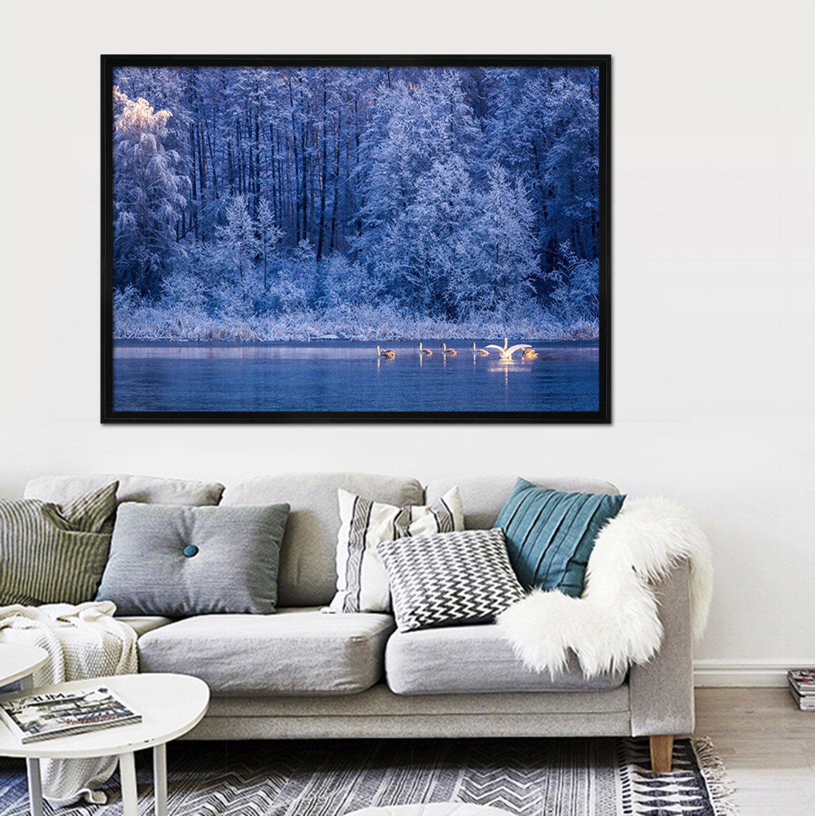 3D Swan Woods 184 Fake Framed Print Painting Wallpaper AJ Creativity Home