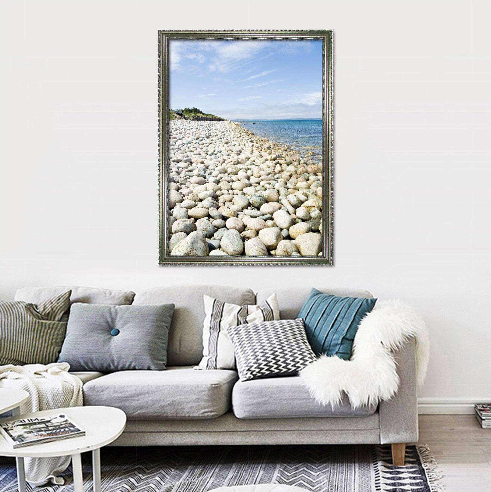 3D Stone Beach 038 Fake Framed Print Painting Wallpaper AJ Creativity Home