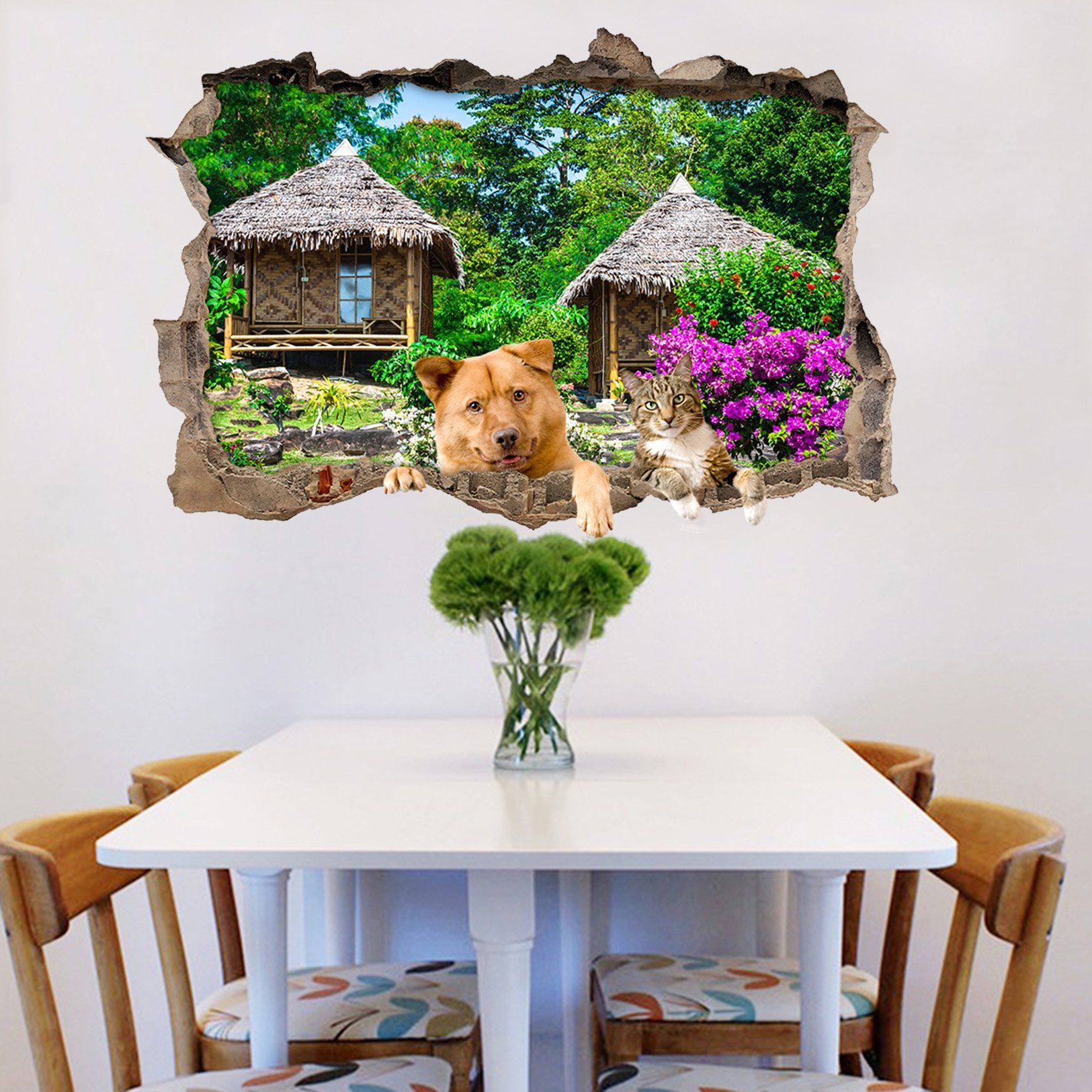 3D Dog And Cat Houses 166 Broken Wall Murals Wallpaper AJ Wallpaper