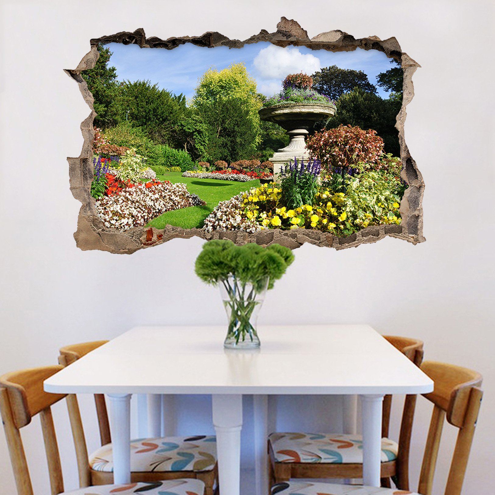 3D Park Flowers 101 Broken Wall Murals Wallpaper AJ Wallpaper