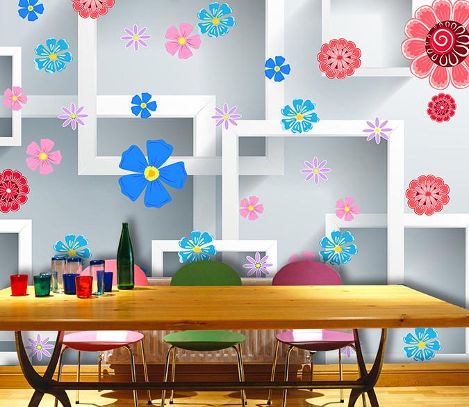 3D Colorful Flowers Wallpaper AJ Wallpaper 1