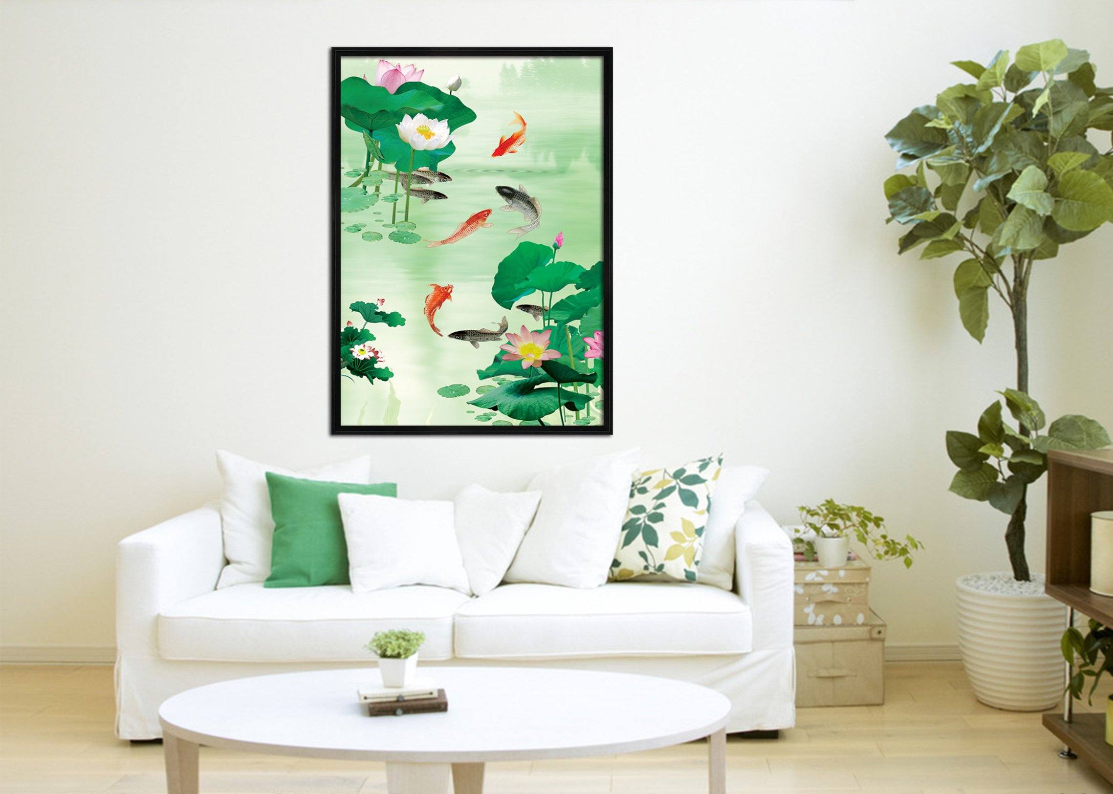 3D Fish Pond 117 Fake Framed Print Painting Wallpaper AJ Creativity Home