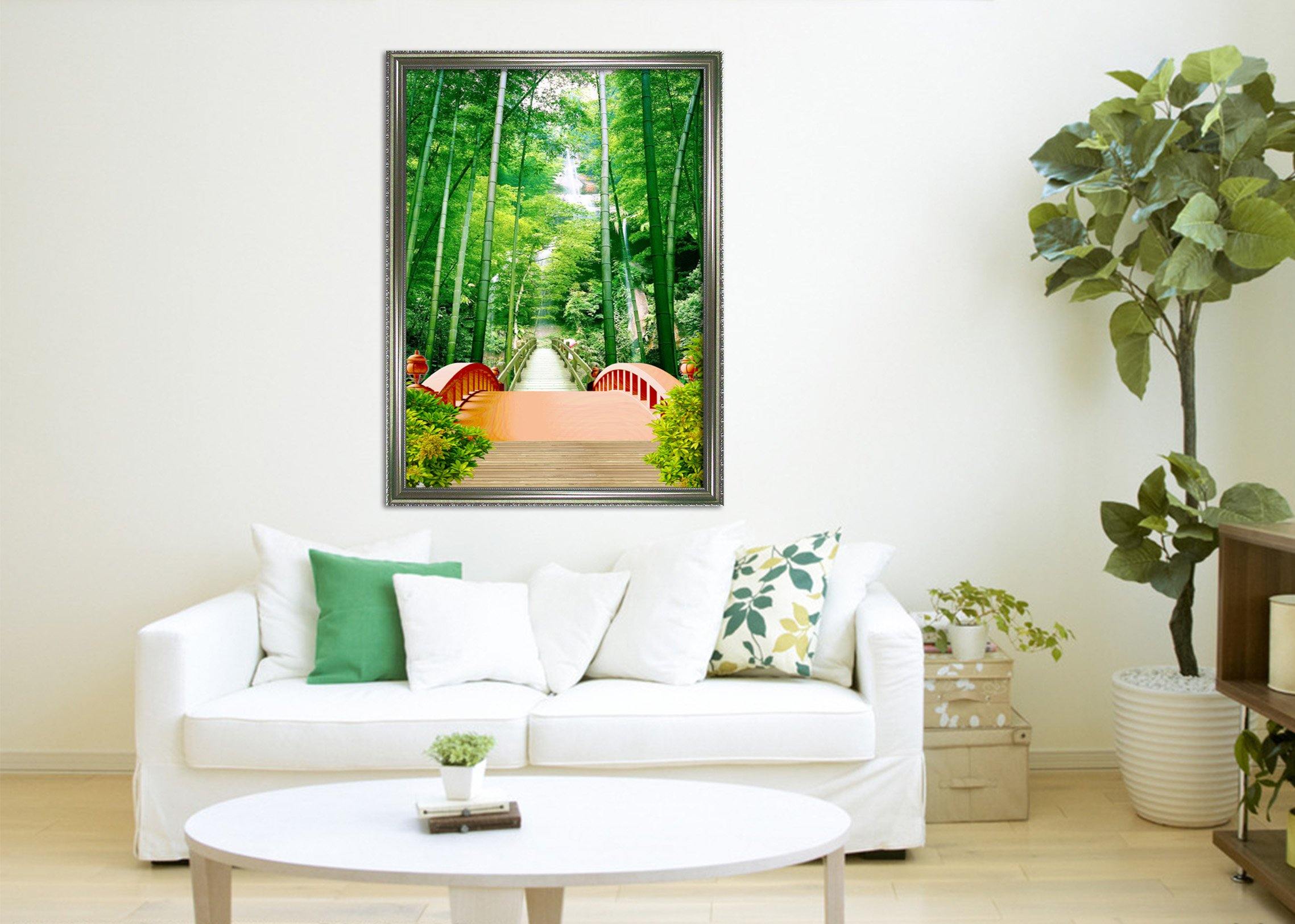 3D Bamboo Bridgen 066 Fake Framed Print Painting Wallpaper AJ Creativity Home