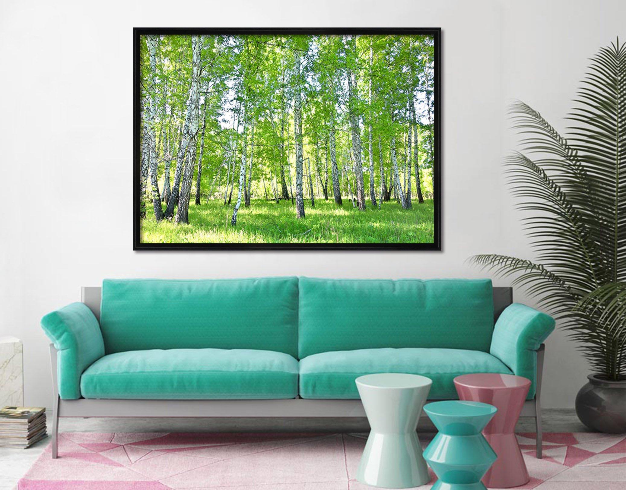 3D Shade Trees 008 Fake Framed Print Painting Wallpaper AJ Creativity Home