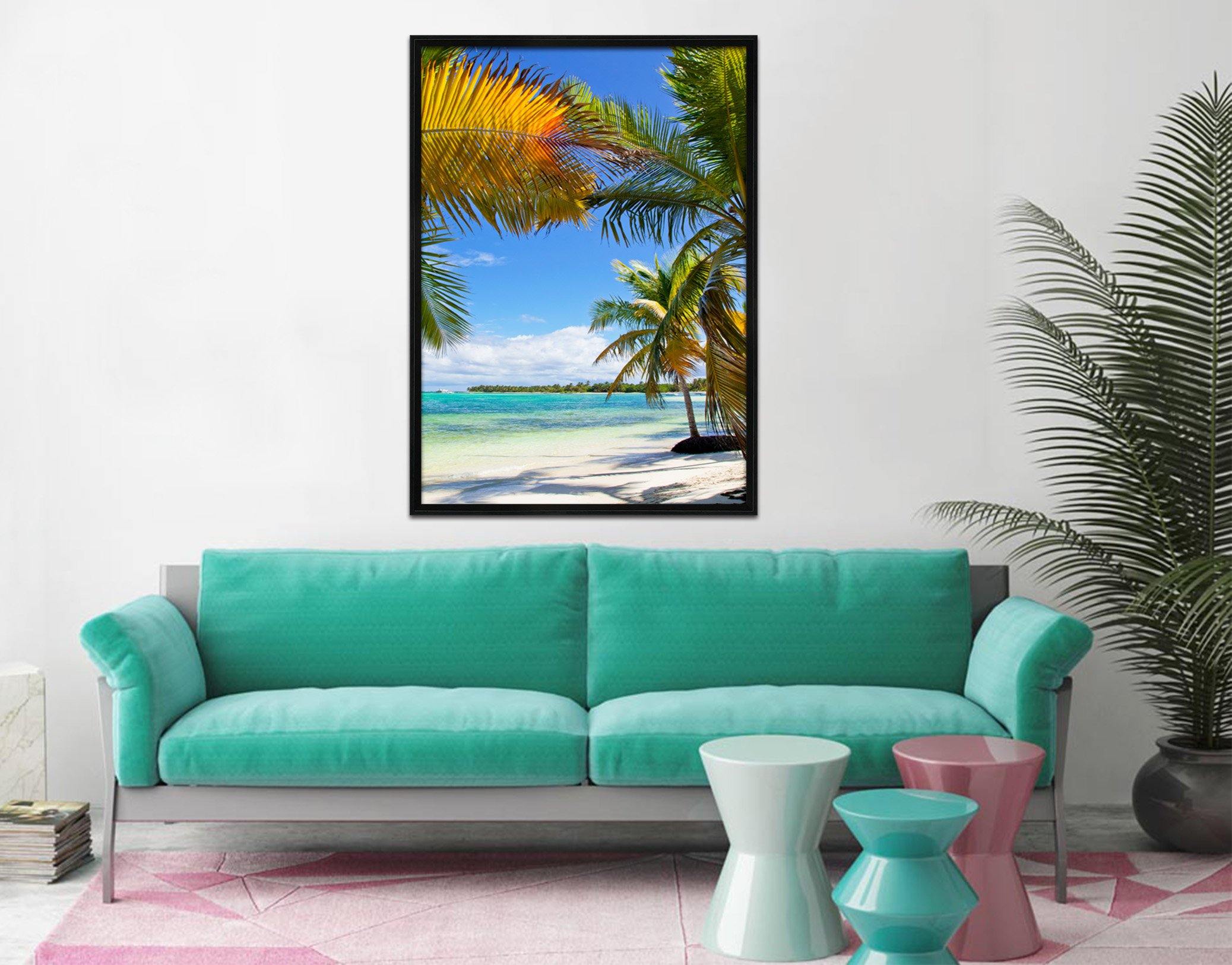 3D Coconut Beach 081 Fake Framed Print Painting Wallpaper AJ Creativity Home