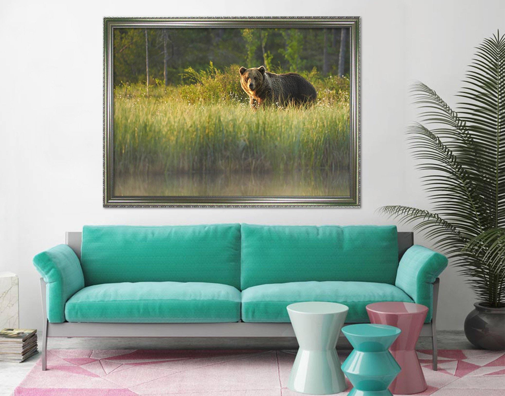 3D Leisurely Brown Bear 192 Fake Framed Print Painting Wallpaper AJ Creativity Home