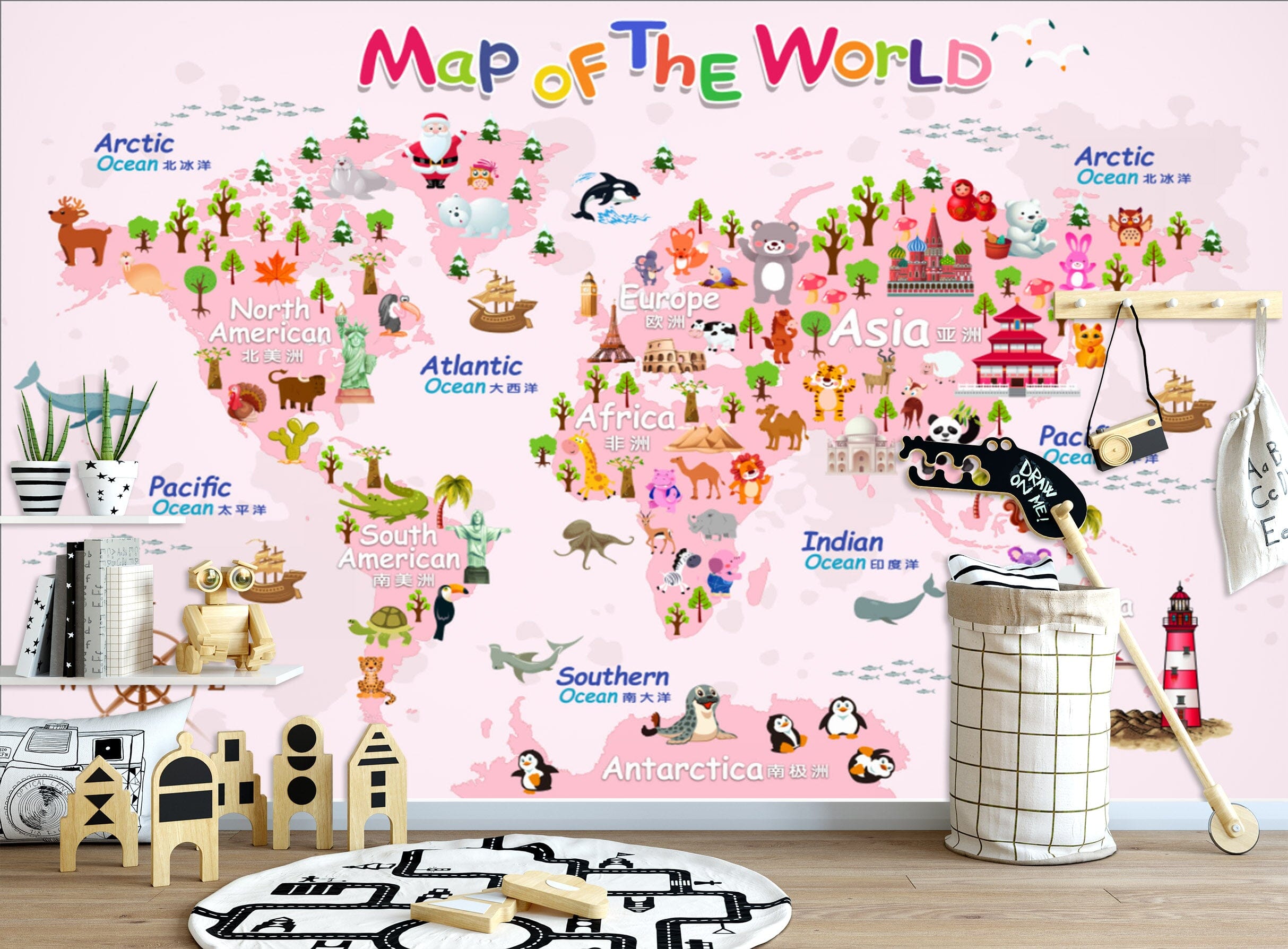 3D Pink Map 1643 Wall Murals Wallpaper AJ Wallpaper 2