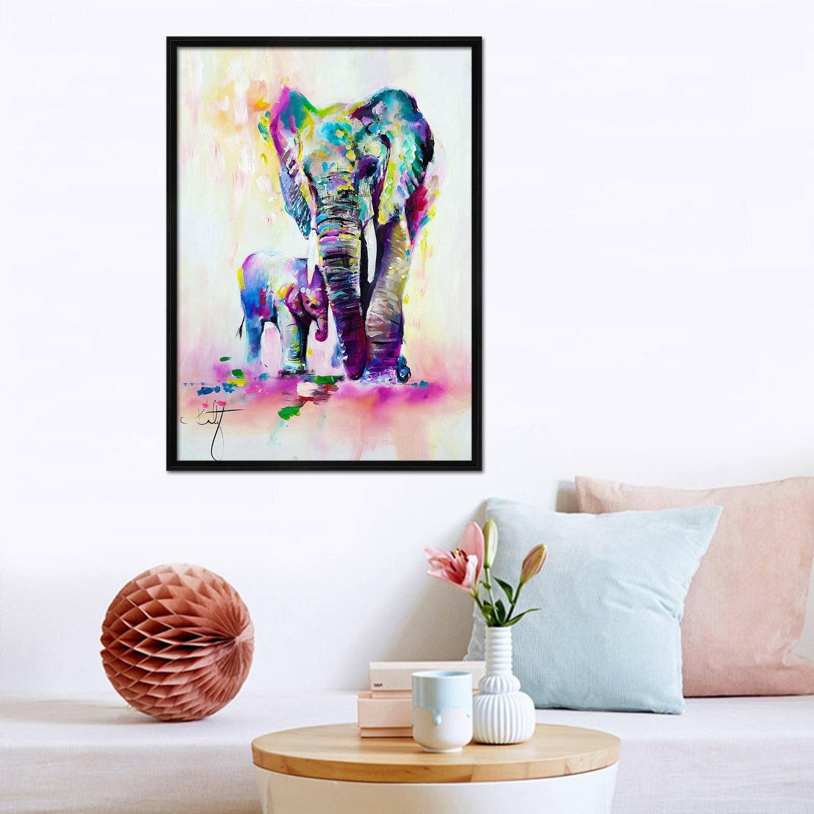 3D Elephant Painting 121 Fake Framed Print Painting Wallpaper AJ Creativity Home