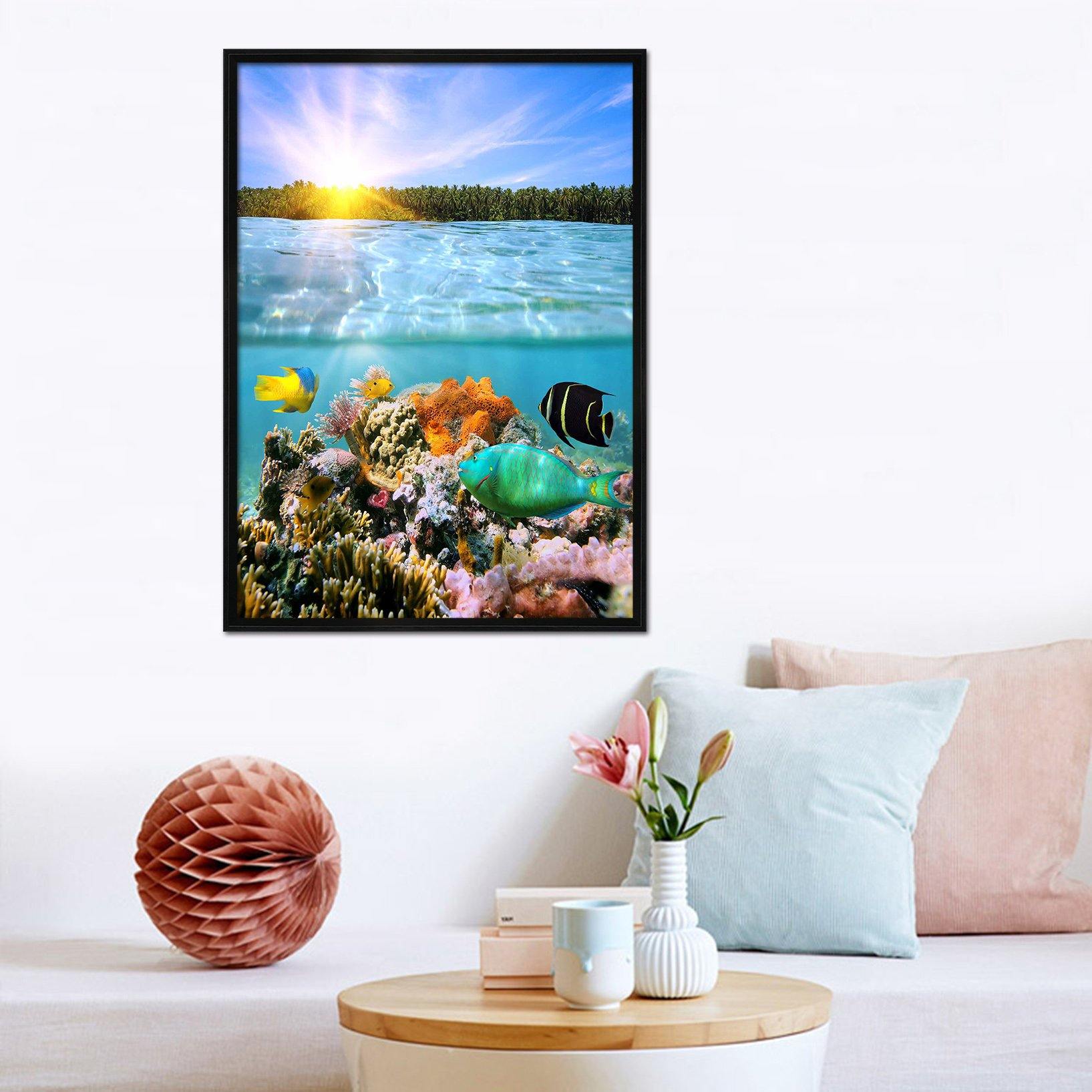 3D Coral Fish 053 Fake Framed Print Painting Wallpaper AJ Creativity Home