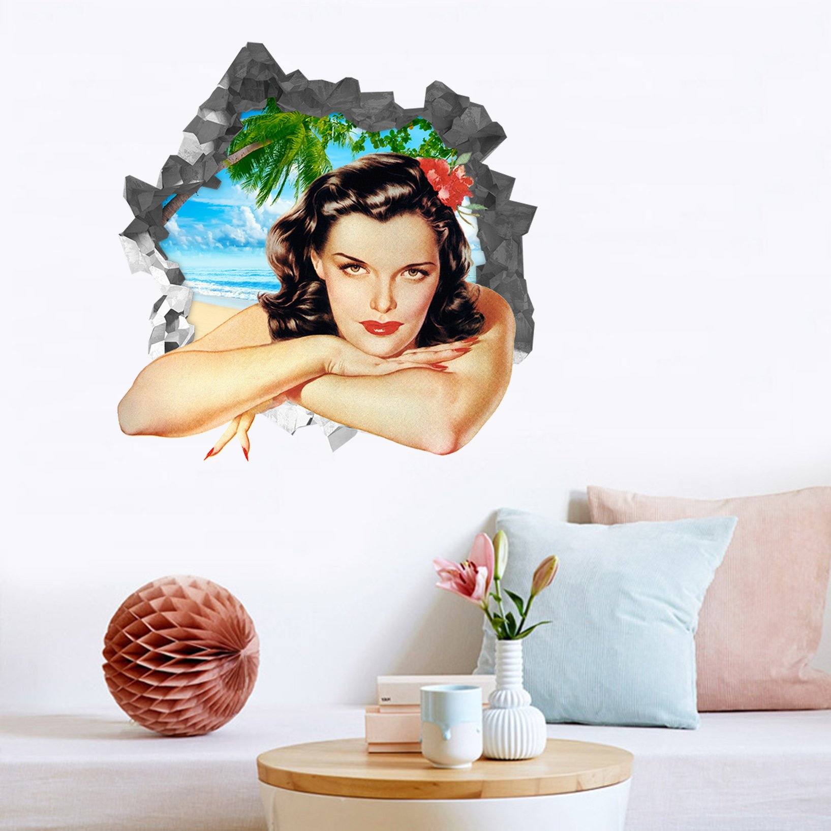 3D Beach Beauty 75 Broken Wall Murals Wallpaper AJ Wallpaper