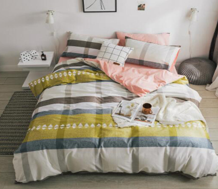 3D Yellow Brown Stitching 15129 Bed Pillowcases Quilt