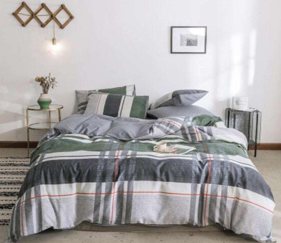 3D Grey Grid Stripes 30142 Bed Pillowcases Quilt