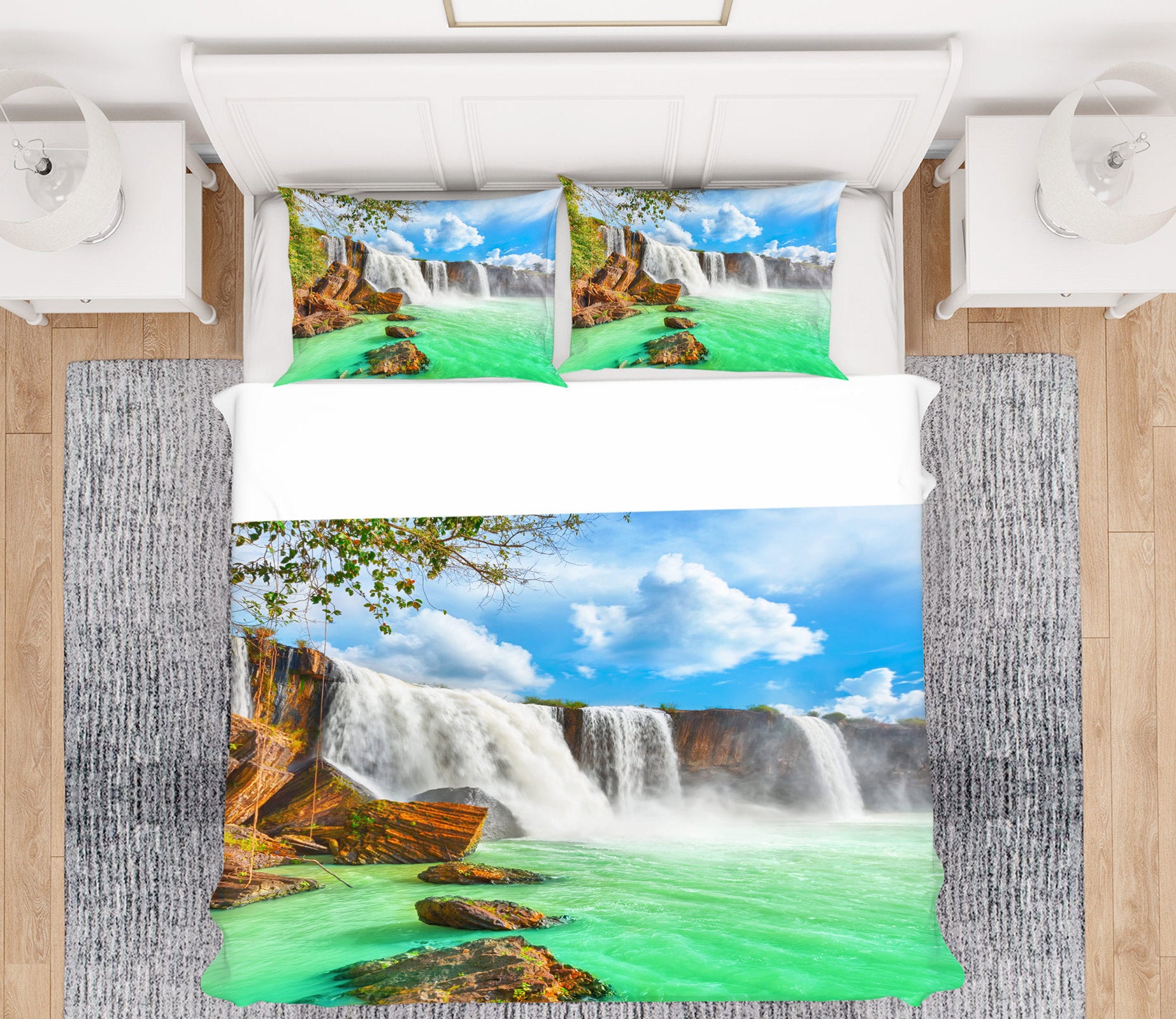 3D Lake Waterfall 12196 Bed Pillowcases Quilt