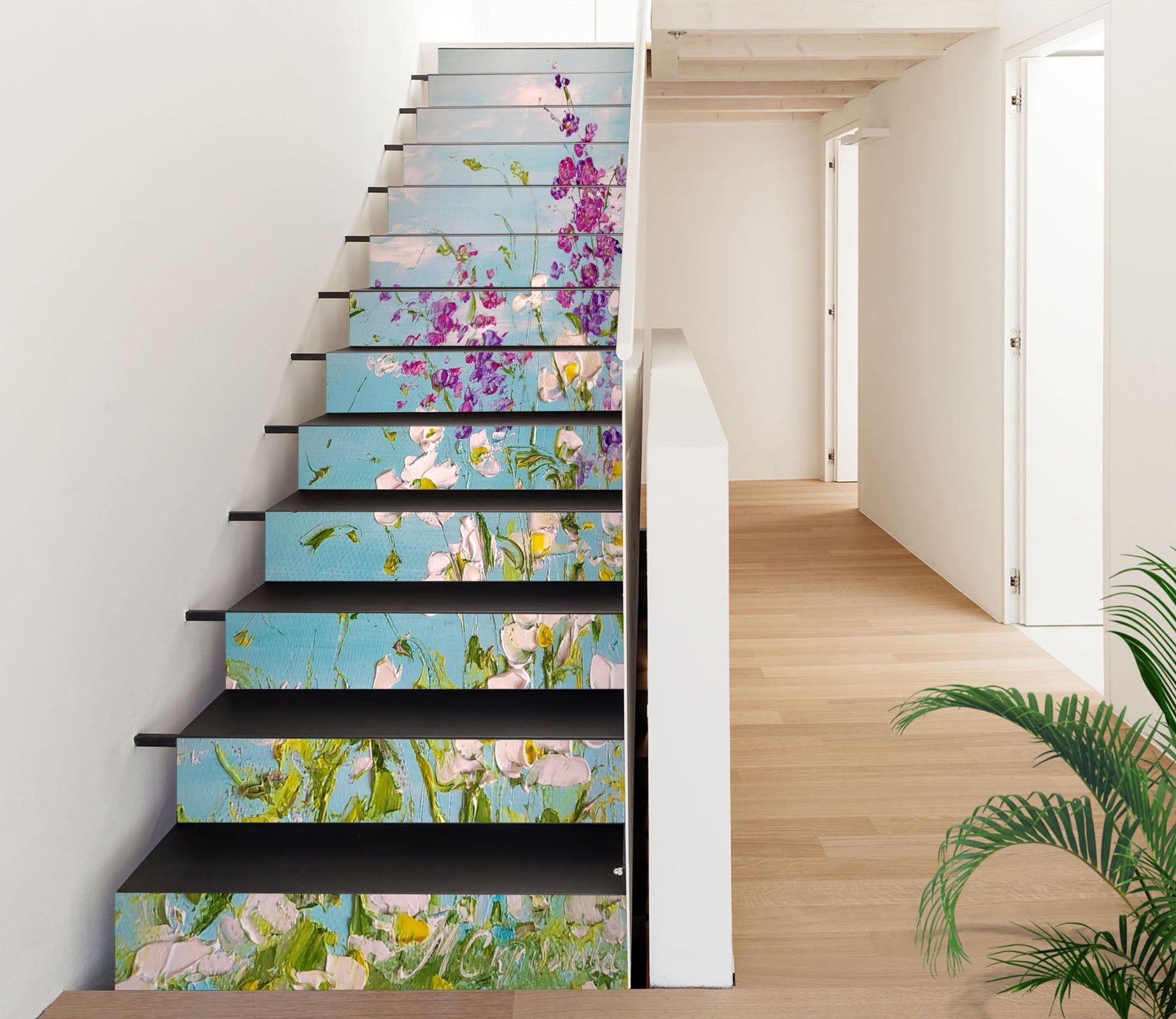 3D Purple White Flower 2001 Skromova Marina Stair Risers