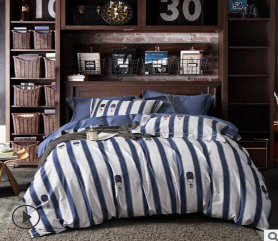 3D Blue Vertical Stripes 20146 Bed Pillowcases Quilt