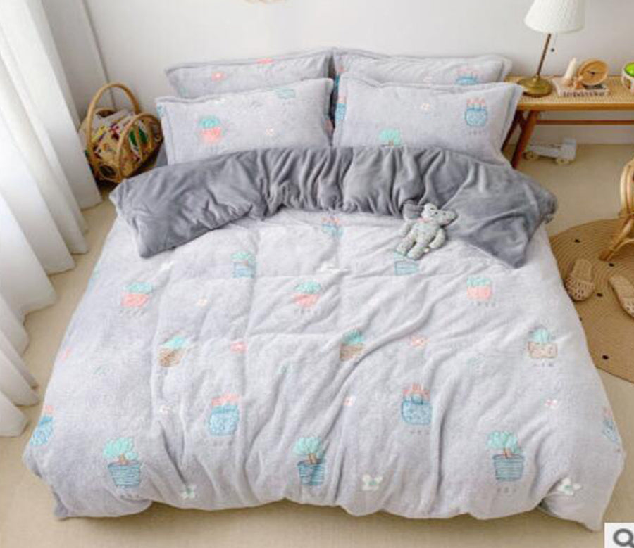 3D Gray Cactus Potted 30131 Bed Pillowcases Quilt