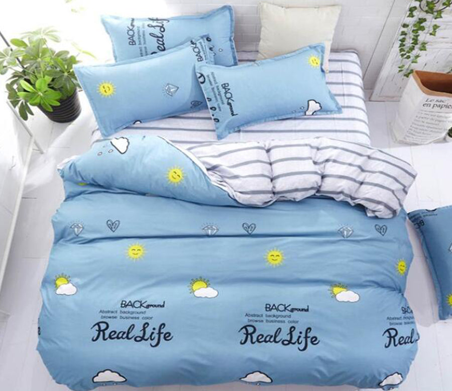 3D Blue Bottom Sun Clouds 5094 Bed Pillowcases Quilt