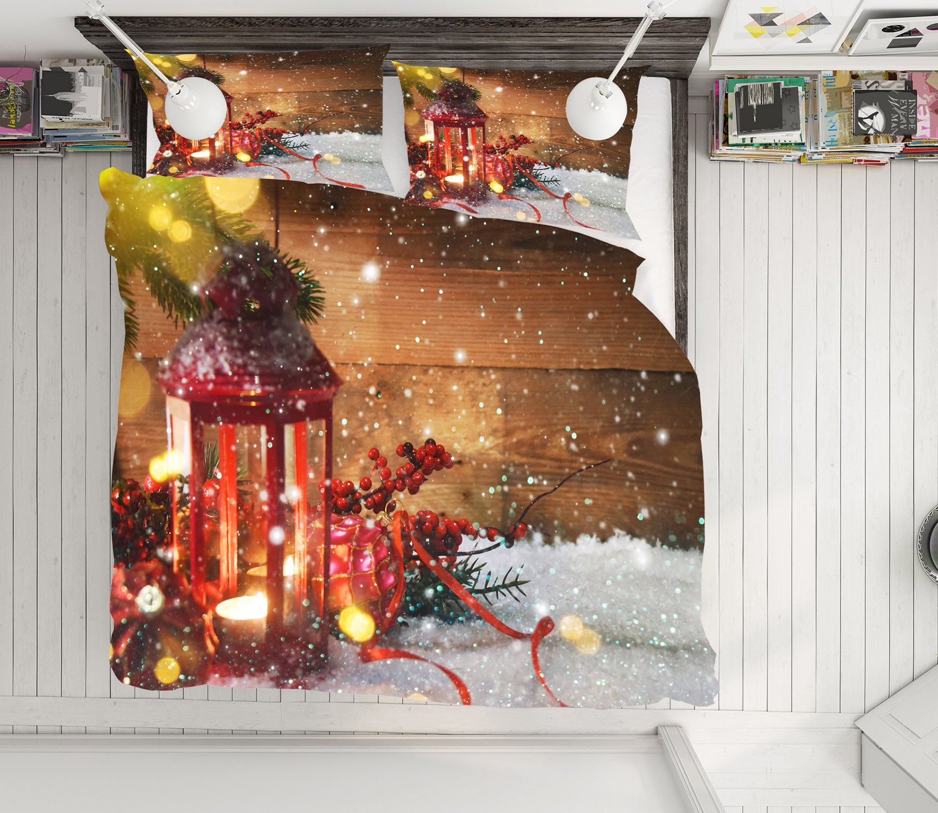 3D Snow Candle Light 51113 Christmas Quilt Duvet Cover Xmas Bed Pillowcases