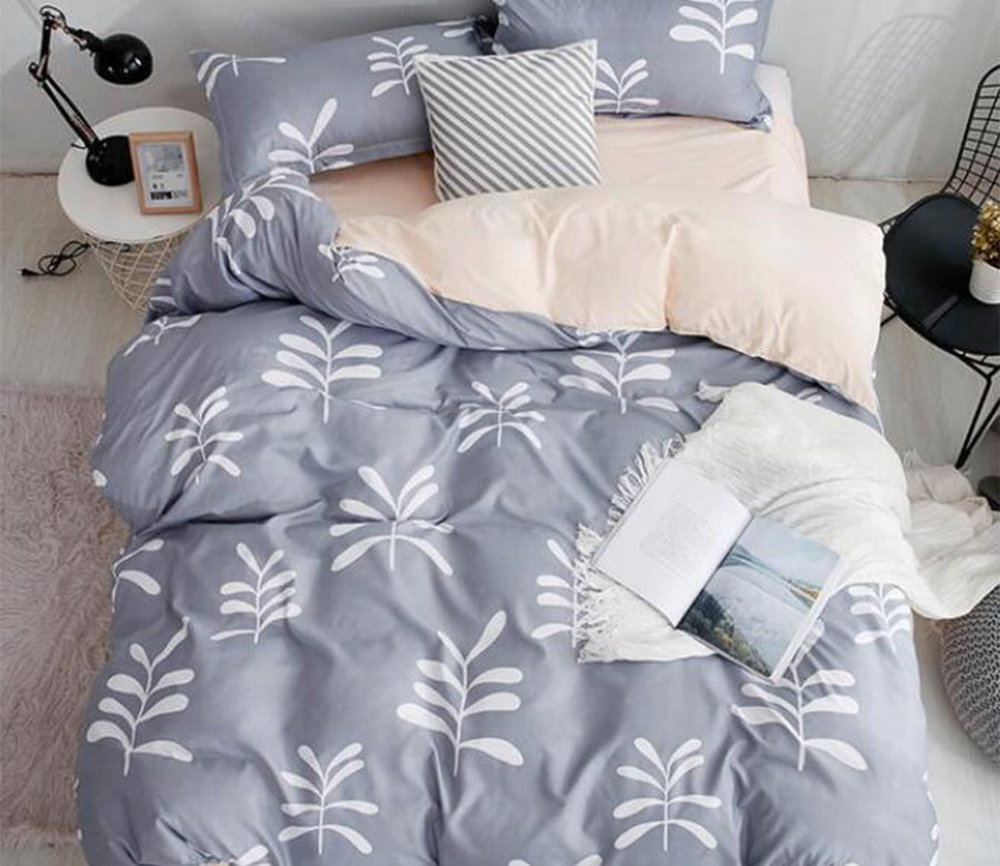 3D White Leaves 8169 Bed Pillowcases Quilt