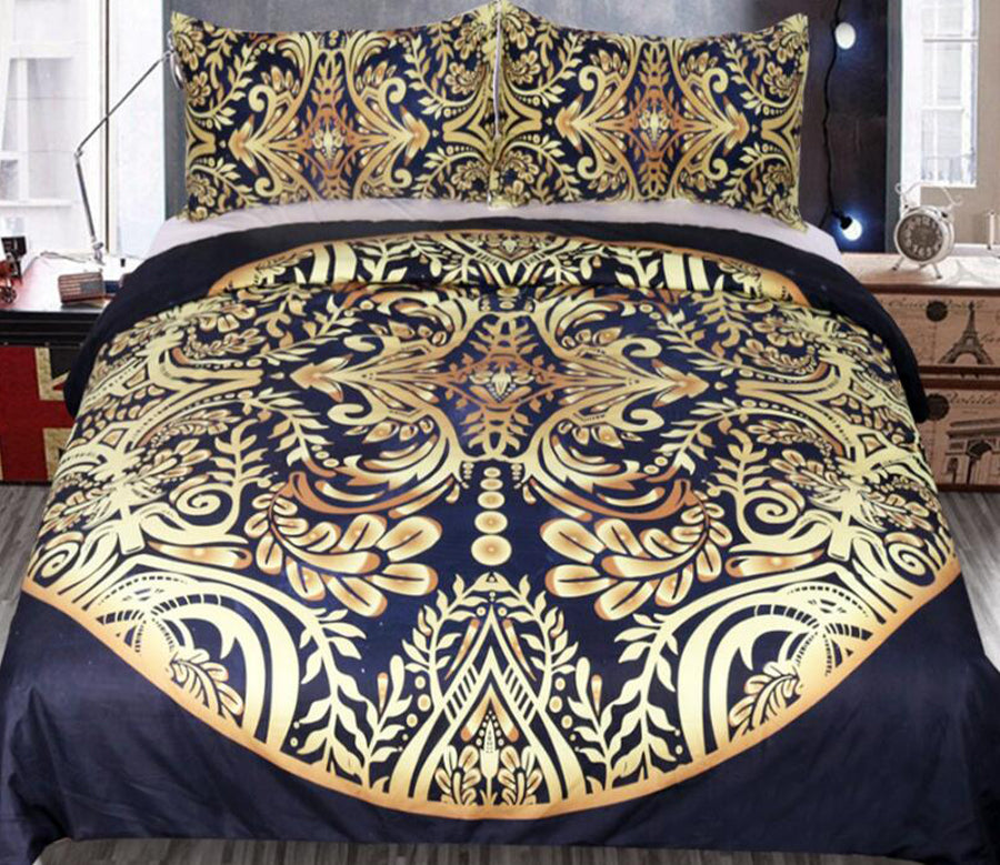 3D Gold Pattern 1062 Bed Pillowcases Quilt
