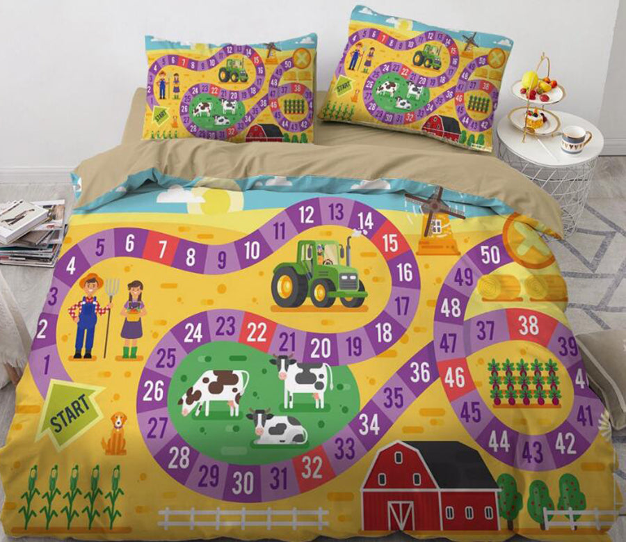 3D Farm Map 077 Bed Pillowcases Quilt