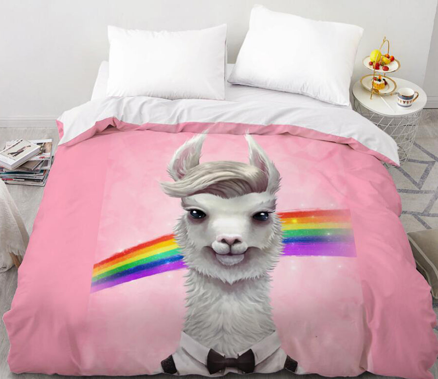 3D Rainbow Alpaca 99187 Bed Pillowcases Quilt
