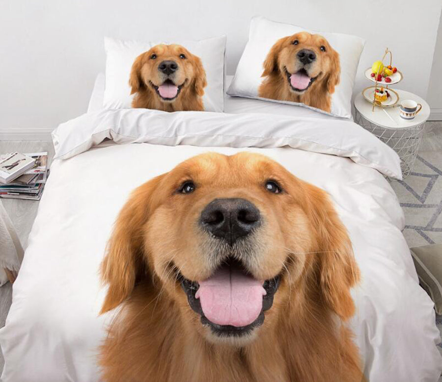 3D Big Golden Retriever 7796 Bed Pillowcases Quilt
