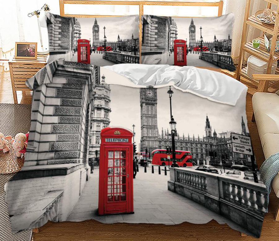 3D City Street Telephone Booth 1179 Bed Pillowcases Quilt