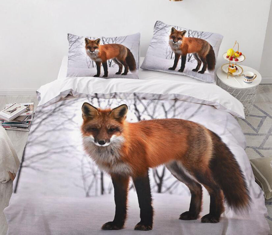 3D Fox Snowfield 8013 Bed Pillowcases Quilt