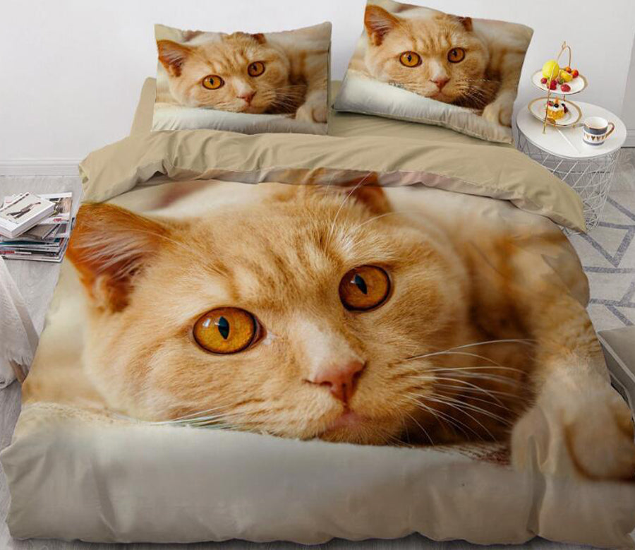 3D Big Orange Cat 77112 Bed Pillowcases Quilt